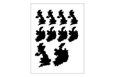 Stickerbogen Länderumriss Großbritannien & Irland