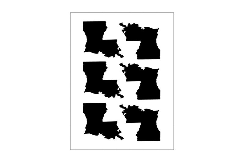 Stickerbogen Louisiana Umriss