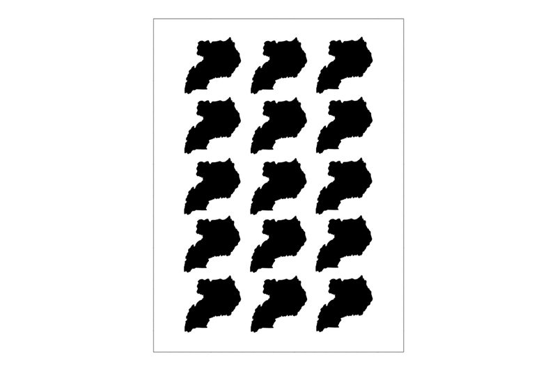 Stickerbogen Länderumriss Uganda