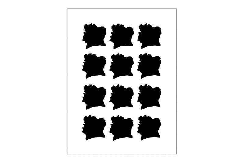 Stickerbogen Länderumriss Elfenbeinküste