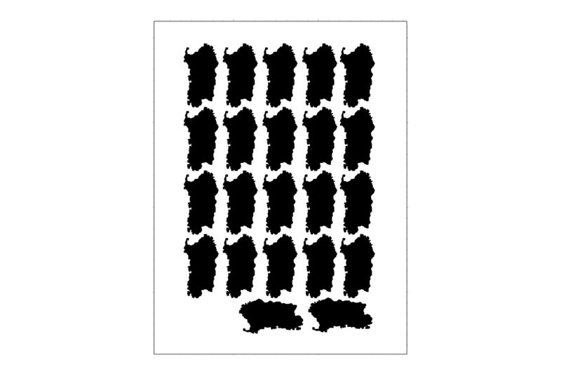 Stickerbogen Länderumriss Sardinien