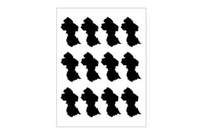 Stickerbogen Länderumriss Guyana