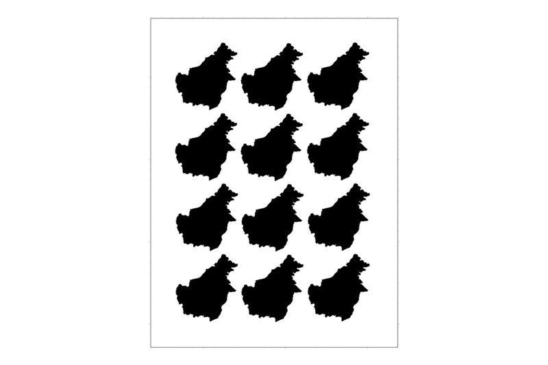 Stickerbogen Länderumriss Borneo