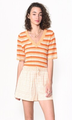 Greylin- Nalia Orange Stripe Knit Top