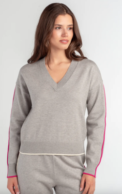 Red Haute - V-Neck Sweater Grey