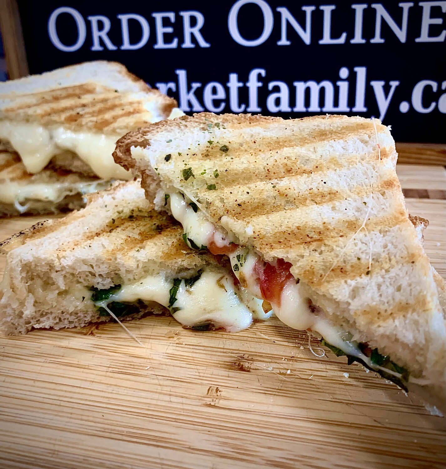 Vegetarian Grilled Cheese Sandwich - Basil and Tomato.