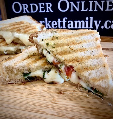Vegetarian Grilled Cheese Sandwich - Basil and Tomato.