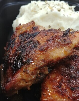 Meal To Go - Two Chicken Thighs, Mashed Potato &amp; Cooked Veggies