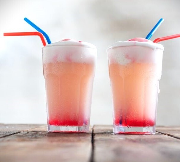 Earthquake for Kids - 16 Oz = Ice Cream + Sparking Flavored Water + Grenadine