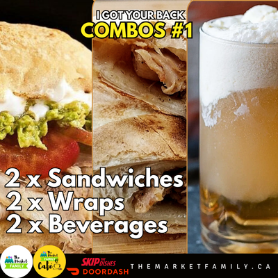 I GOT YOUR BACK COMBO #1:  2X Sandwiches + 2X Wraps + 2X Beverages