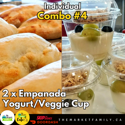 COMBO INDIVIDUAL 4: Two Empanadas by Choice + Yogurt/Veggie Cup