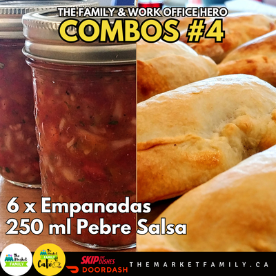 FAMILY OR WORK OFFICE HERO - COMBO#4:                              6X Empanadas + 250 ml Pebre Salsa