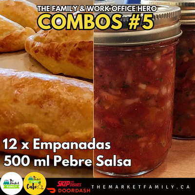 FAMILY OR WORK OFFICE HERO - COMBO#5:                              12X Empanadas + 500 ml Pebre Salsa