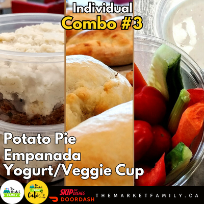 COMBO INDIVIDUAL 3: Potato Pie  + Empanada by choice + Yogurt/Veggie Cup
