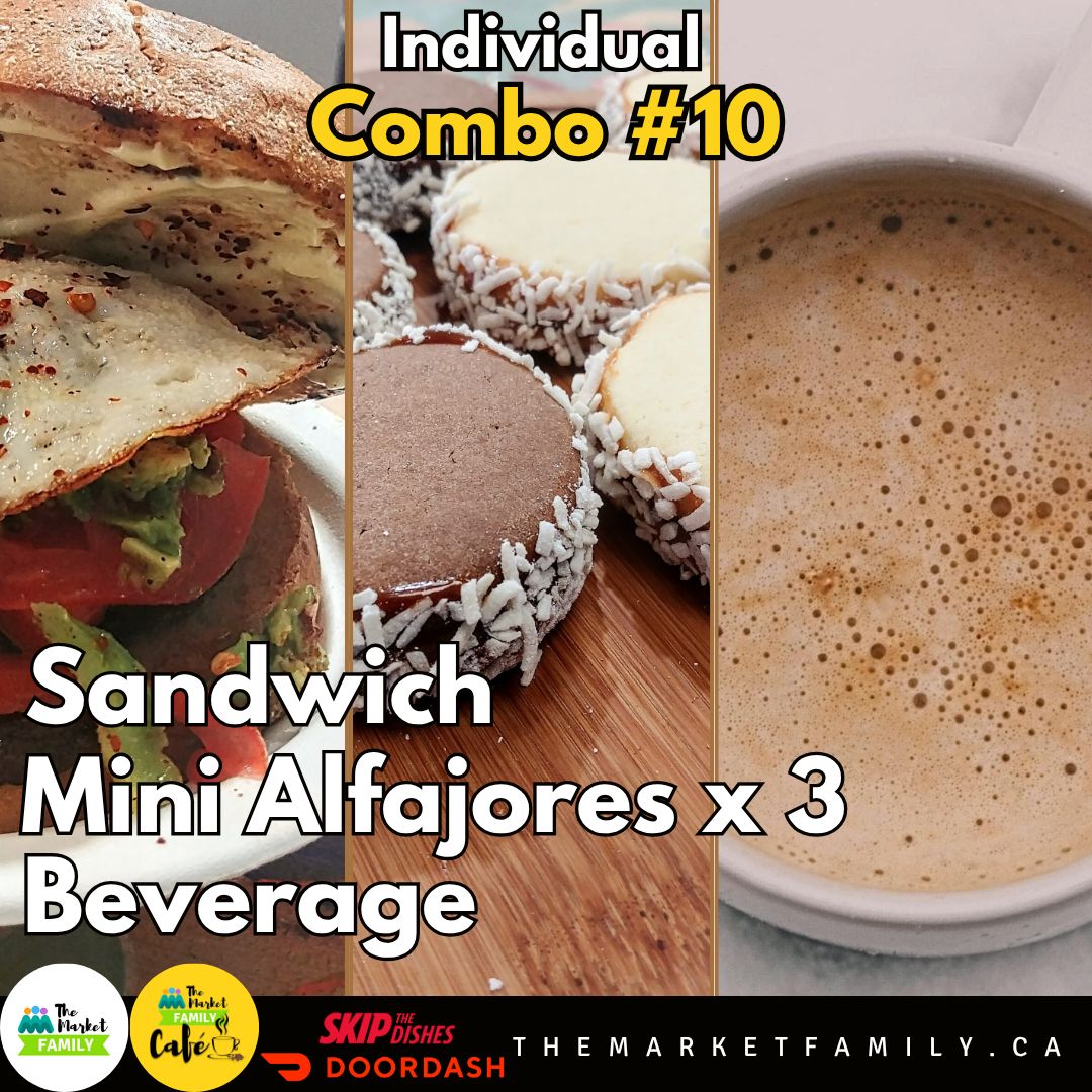 COMBO INDIVIDUAL 10: Sandwich + Mini Alfajores x 3 + Beverage