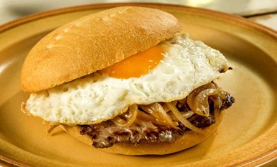 Steak Strips + Fried Egg - Breakfast Sandwich Steak Strips + Fried Egg - Breakfast Sandwich