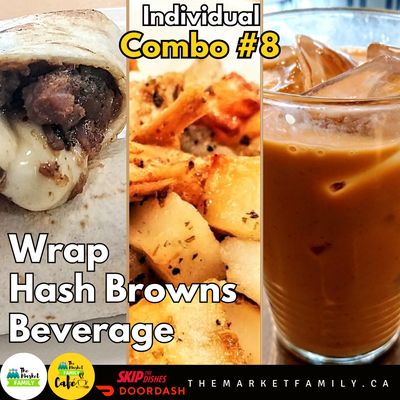 COMBO INDIVIDUAL 8: Wrap + Hash Browns (8Oz) + Beverage
