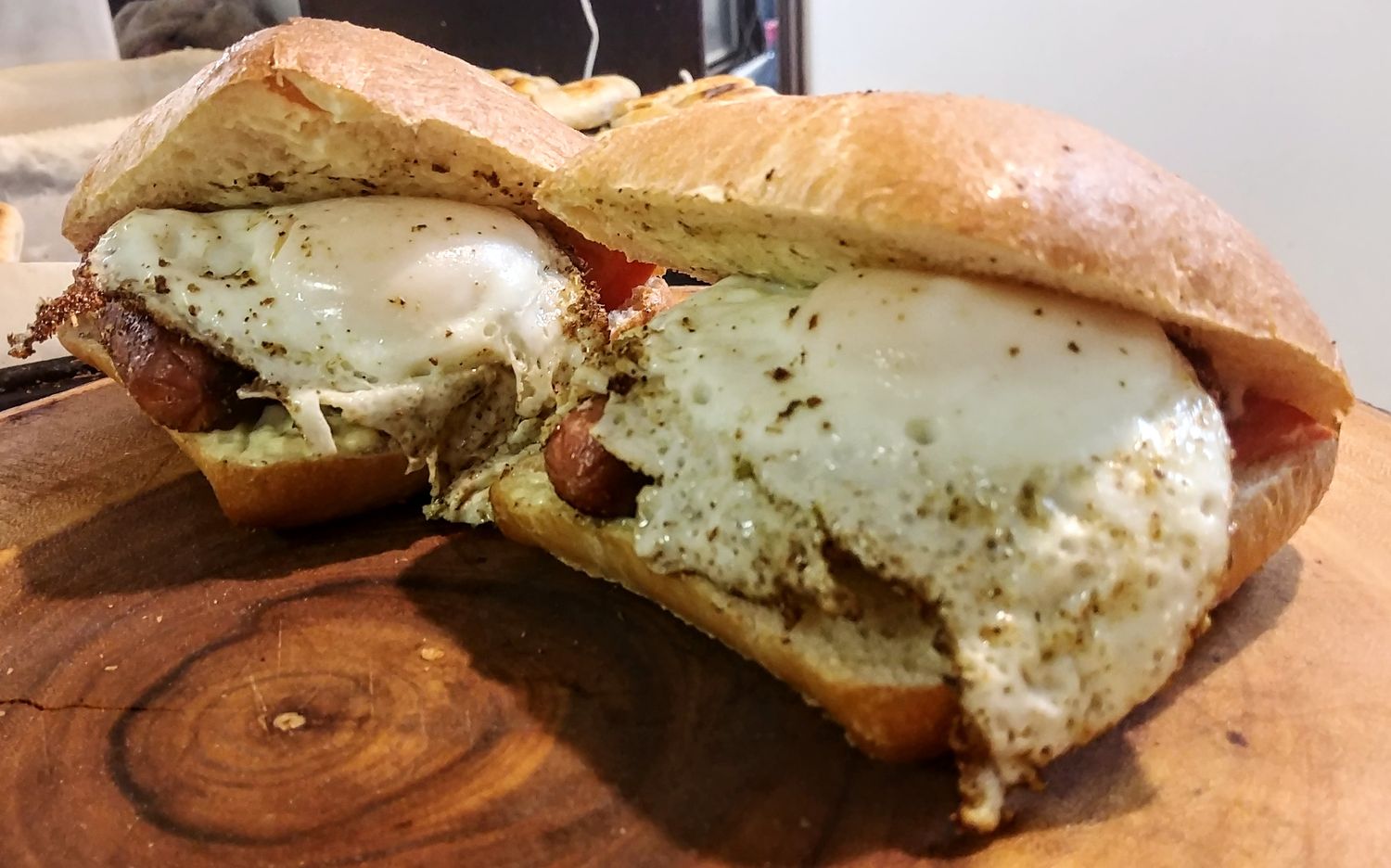 Double Sausage & Fried Egg Sandwich Double Sausage & Fried Egg Sandwich
