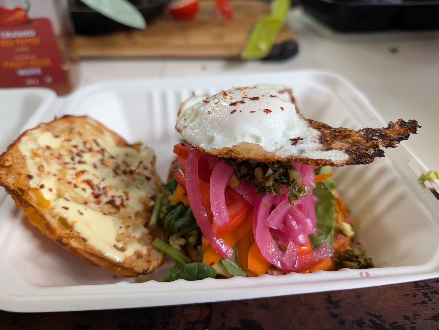 Kristi's Avocado, Veggies & Fried Egg Sandwich - Vegetarian Kristi's Avocado, Veggies & Fried Egg Sandwich - Vegetarian