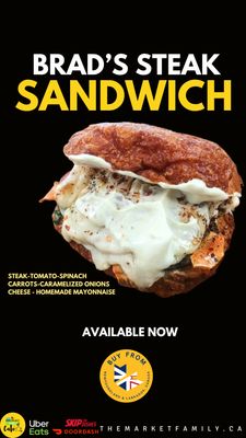 Brad's Steak Sandwich - Steak, Veggies, Cheese & Mayo