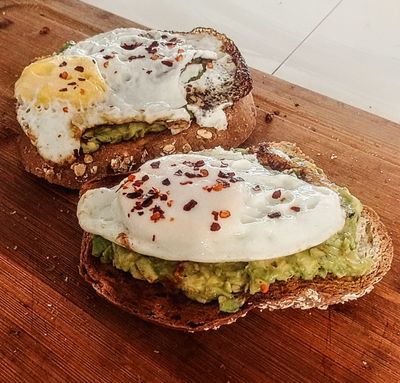 Two and Two Breakfast -  Avocado Toasts x 2 &amp; Fried Eggs x 2