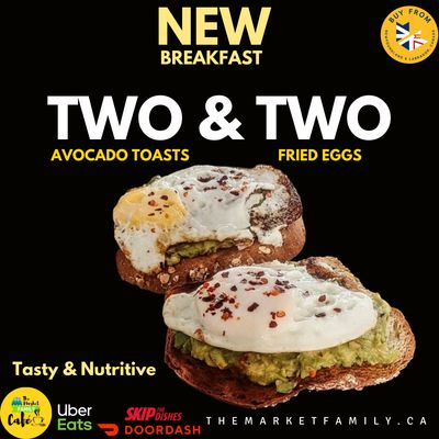 Two and Two Breakfast - Avocado Toasts x 2 & Fried Eggs x 2