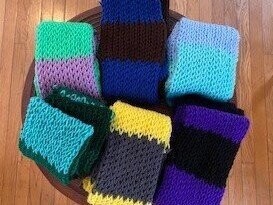 Scarves handcrafted by Farmer Kelly