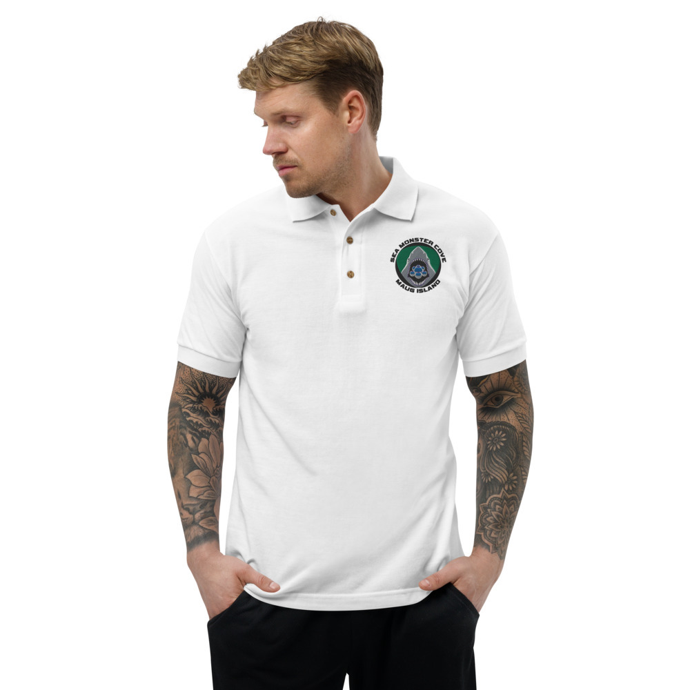 Snowflake SMC (Black Letters) Embroidered Polo Shirt | Sea Monster Cove
