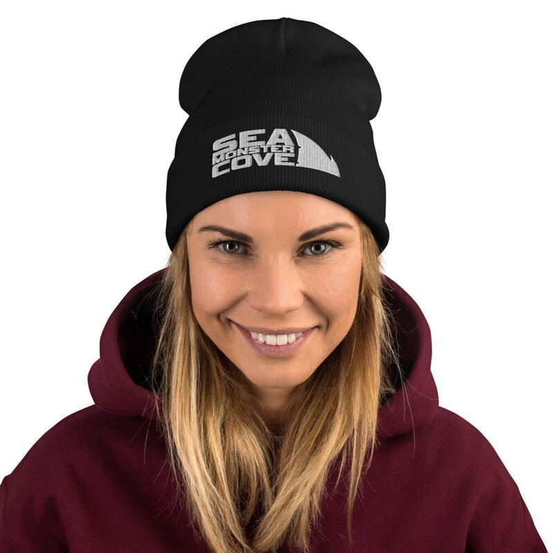 Sea Monster Cove (White Letters) Embroidered Beanie