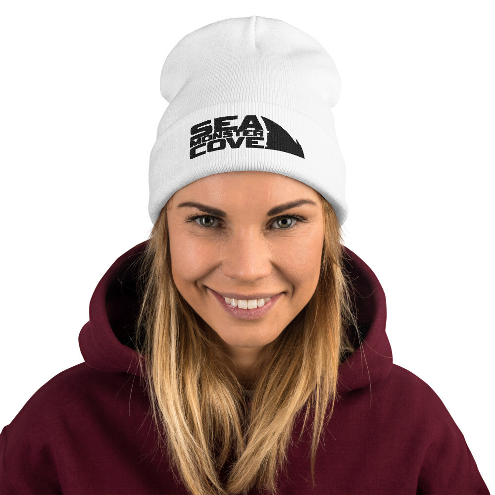 Sea Monster Cove (Black Letters) Embroidered Beanie
