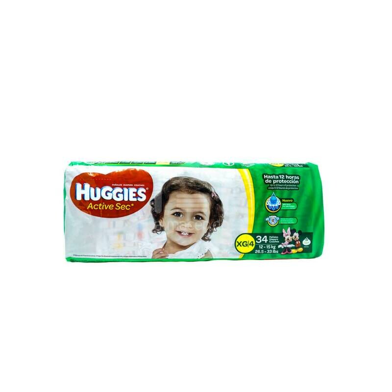 Pamper Huggies XG 4 34 Unidades
