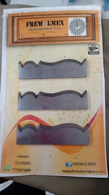 Juego de 3 cuchillas de acero para sepillo moldurador  de 3" , ancho de 30mm,  grosor de 1/8 modelo  " can"