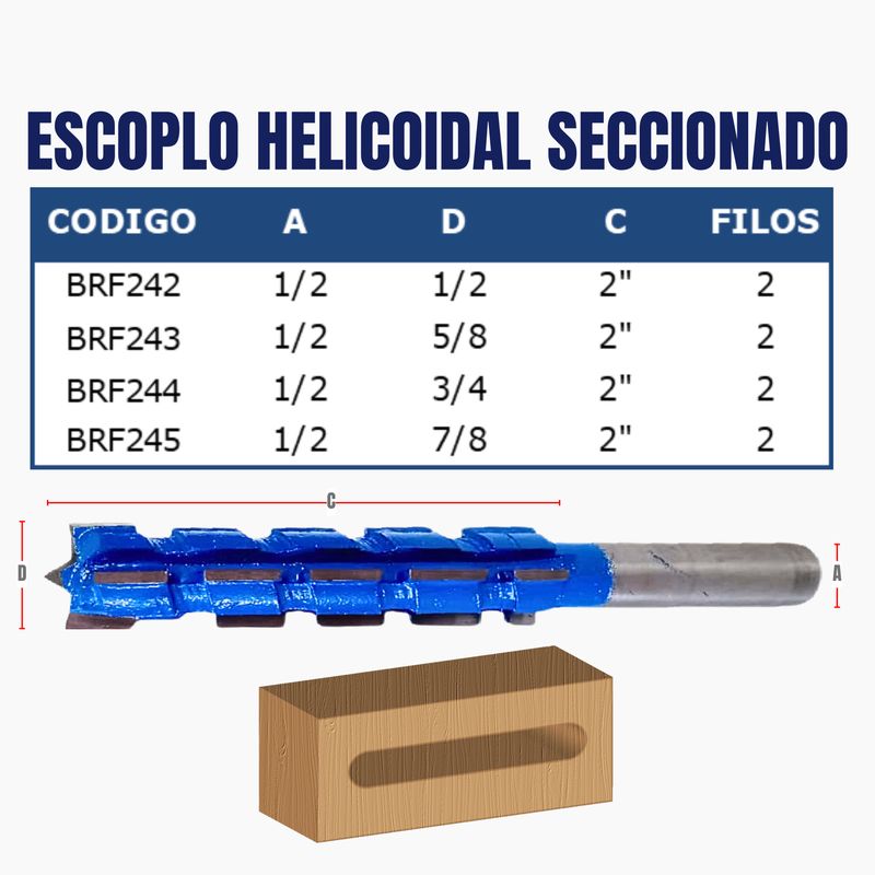 ESCOPLO ELICOIDAL SECCIONADO