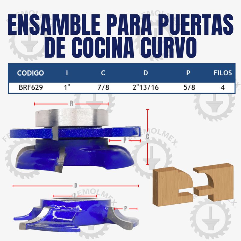 ENSAMBLE PARA PUERTAS DE COCINA CURVA