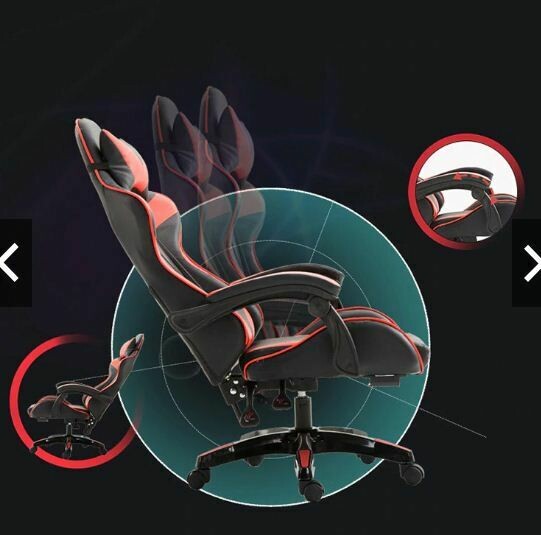 Leather Gaming Chair | Office Computer Chair | High Back Swivel and Height Adjustment