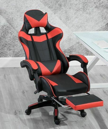 Leather Gaming Chair | Office Computer Chair | High Back Swivel and Height Adjustment