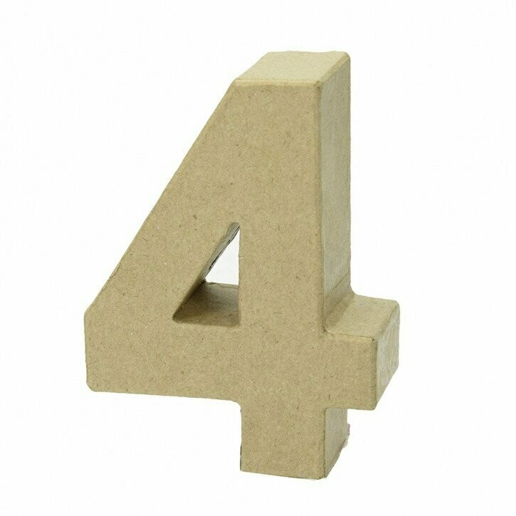 Pappart Zahl  4 Höhe 10 cm