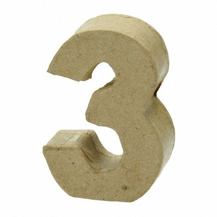 Pappart Zahl 3 Höhe 5 cm