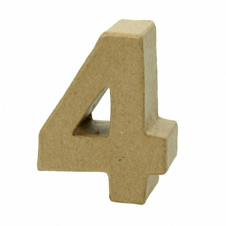 Pappart Zahl 4 Höhe 5 cm
