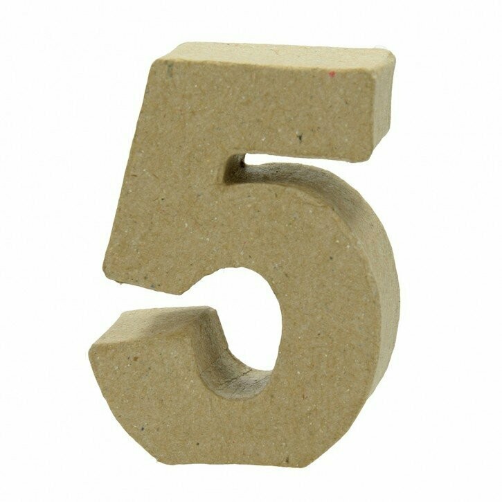 Pappart Zahl  5 Höhe 5 cm