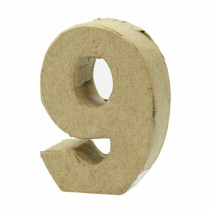Pappart Zahl  9 Höhe 5 cm