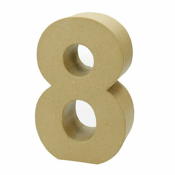 Pappart Zahl 8  Höhe 17,5 cm