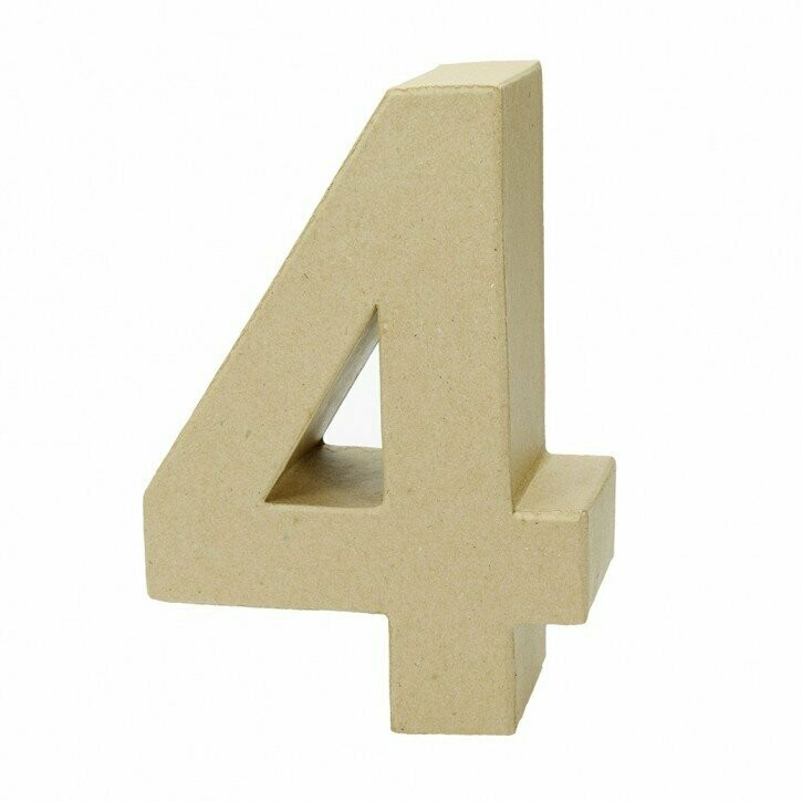 Pappart Zahl 4  Höhe 17,5 cm