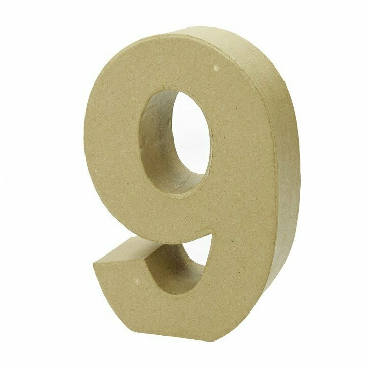 Pappart Zahl 9  Höhe 17,5 cm