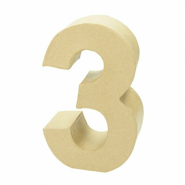 Pappart Zahl 3  Höhe 17,5 cm