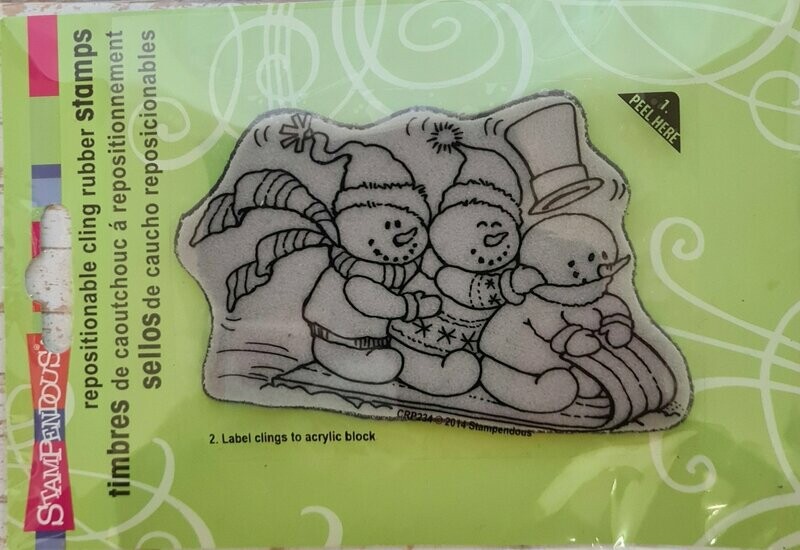 3 Schneemänner auf Schlitten  Stempel