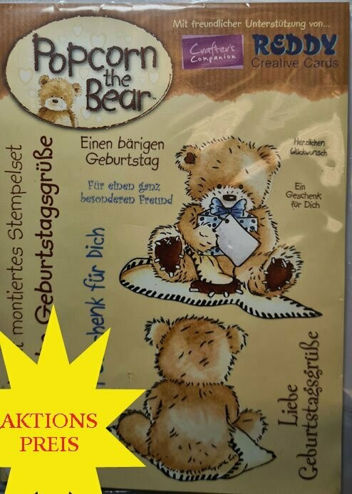 Stempel Popcorn the Bear Liebe Geburtstagsgrüße