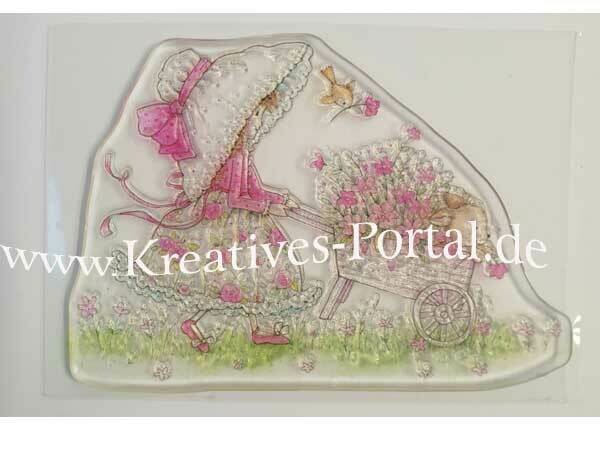 Clear Stempel Mädchen mit Schubkarre und Hase