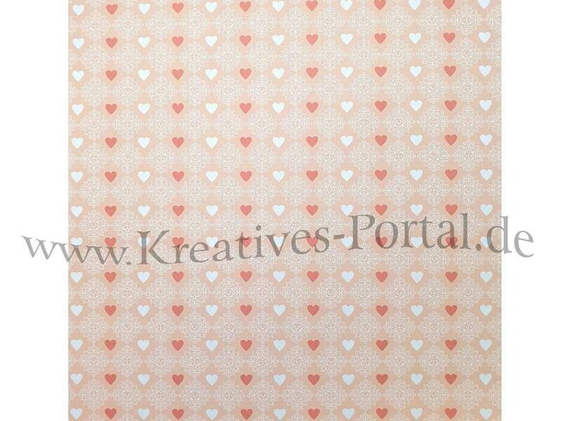 Scrapbook Design Papier - Herzen mit Ornament - Scrapbook Design Papier - Herzen mit Ornament -