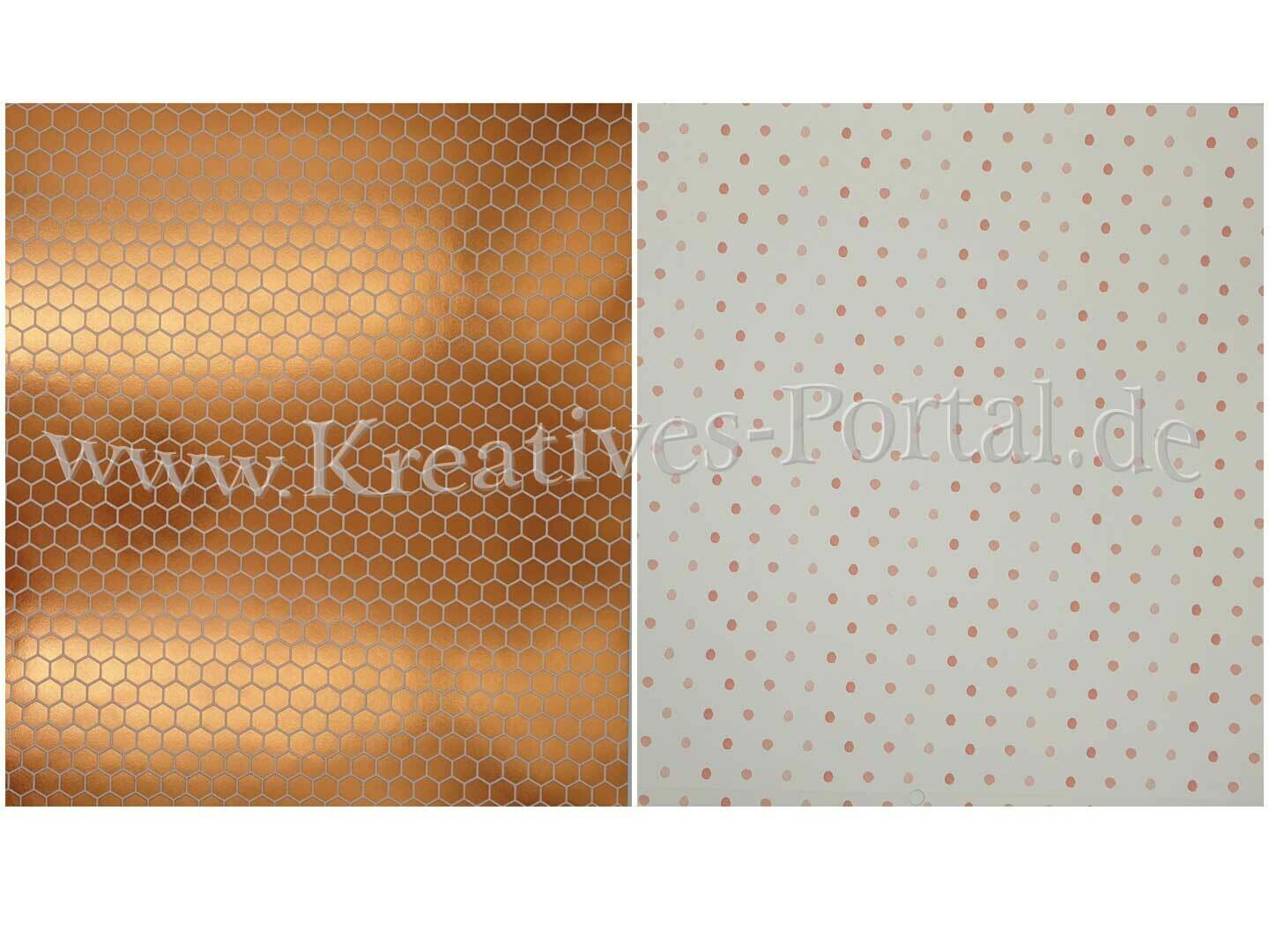 ​Scrapbook Design Papier * Waben in Kupfer